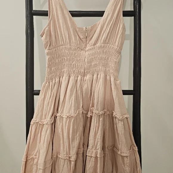 Lulu's Blush Pink Tiered Button-Front Mini Dress - Picture 5 of 7